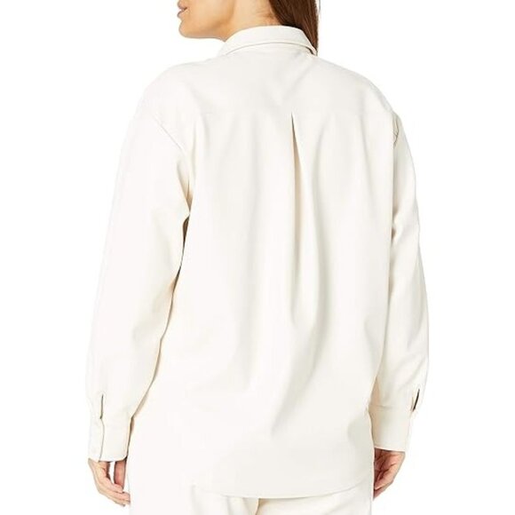The Drop Plus Size 3X Shacket Shirt Jacket Lisadnyc Faux Leather Long Layering - Picture 4 of 11